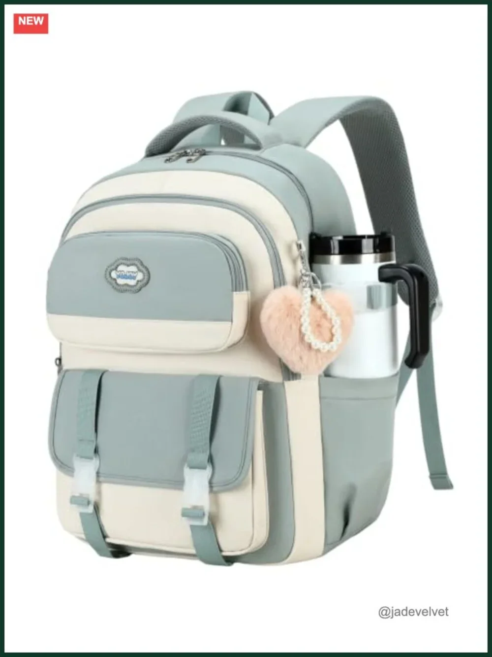 Cute Student Bookbag Fits 15.6 Inch Laptop Backpack with Cup Holder Daypack